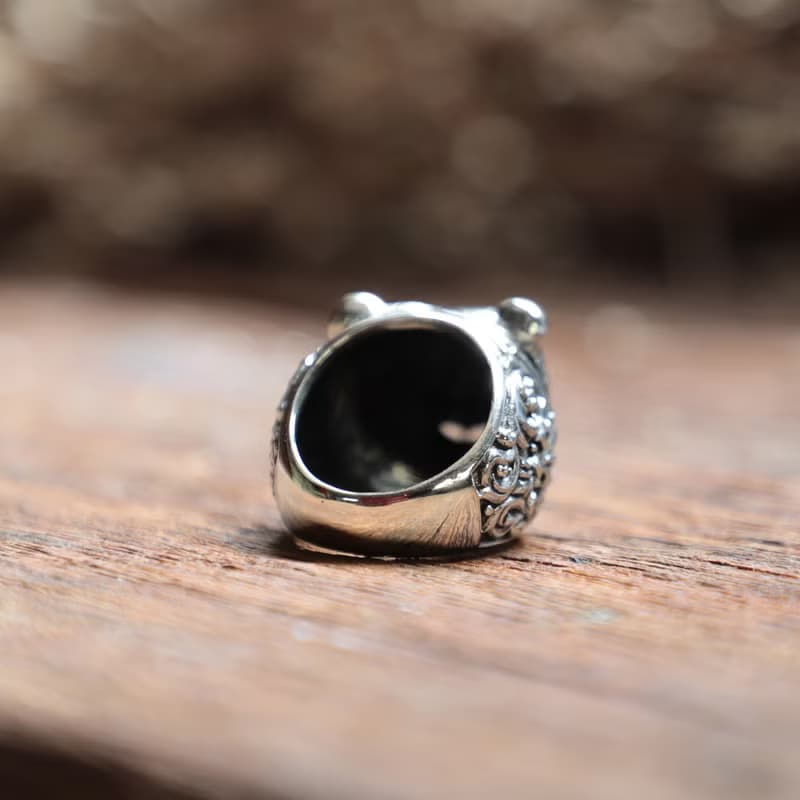 熊戒指男士銀動物