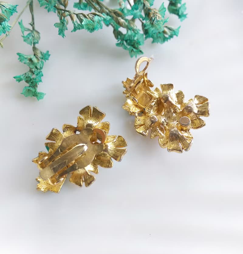 Vintage Jewelry 西洋古董飾品 優雅粉嫩花朵 夾式耳環