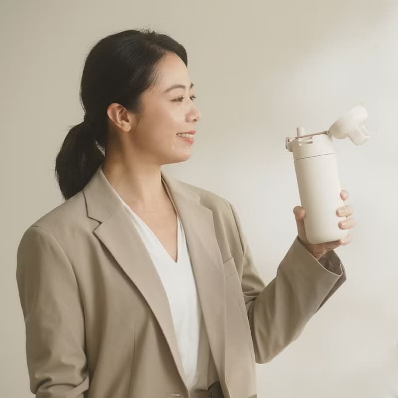 QA BOTTLE 一蓋兩瓶身組合 - 鈦陶瓷保溫瓶 + 冷水瓶 - 質感米