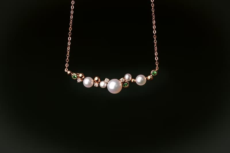 【Moriarty Jewelry】淡水養珠 - 不規則排列 - 14K  小鑽項鍊