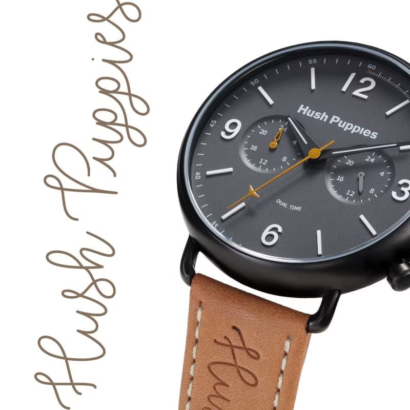 Hush Puppies 經典休閒雙時區手錶(HP7158)-灰