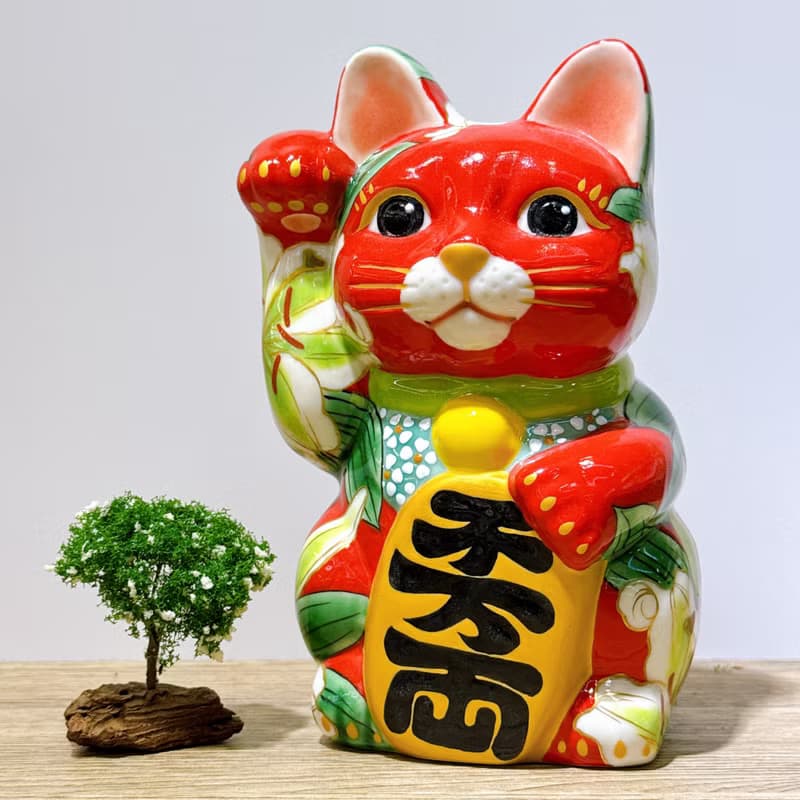 【赤華燦輝】日本清水燒招財貓 | 赤地 - 卡薩布蘭 特大