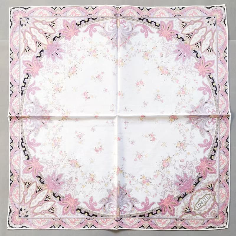 Lancetti Vintage Handkerchief Floral Gift for Mom 21 x 21 inches