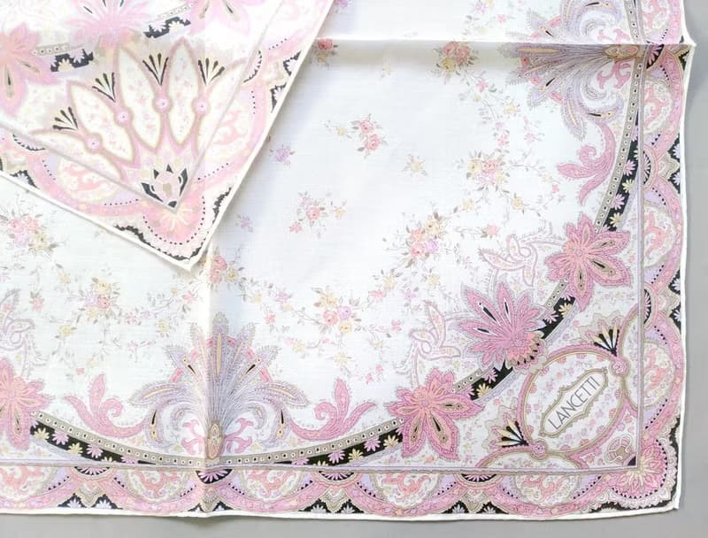 Lancetti Vintage Handkerchief Floral Gift for Mom 21 x 21 inches
