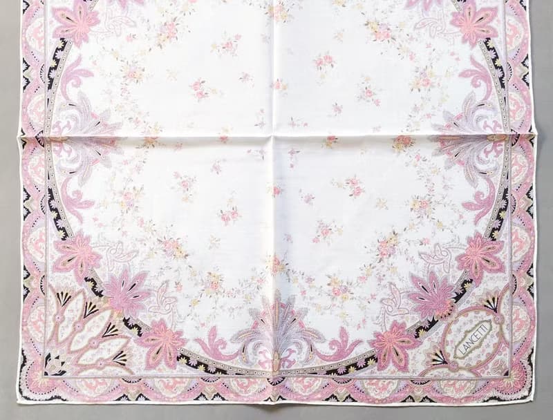 Lancetti Vintage Handkerchief Floral Gift for Mom 21 x 21 inches