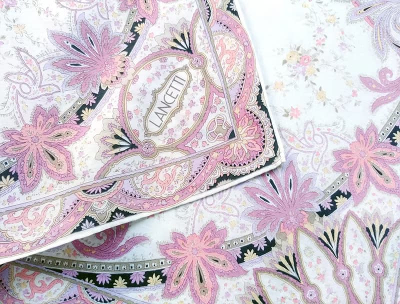 Lancetti Vintage Handkerchief Floral Gift for Mom 21 x 21 inches