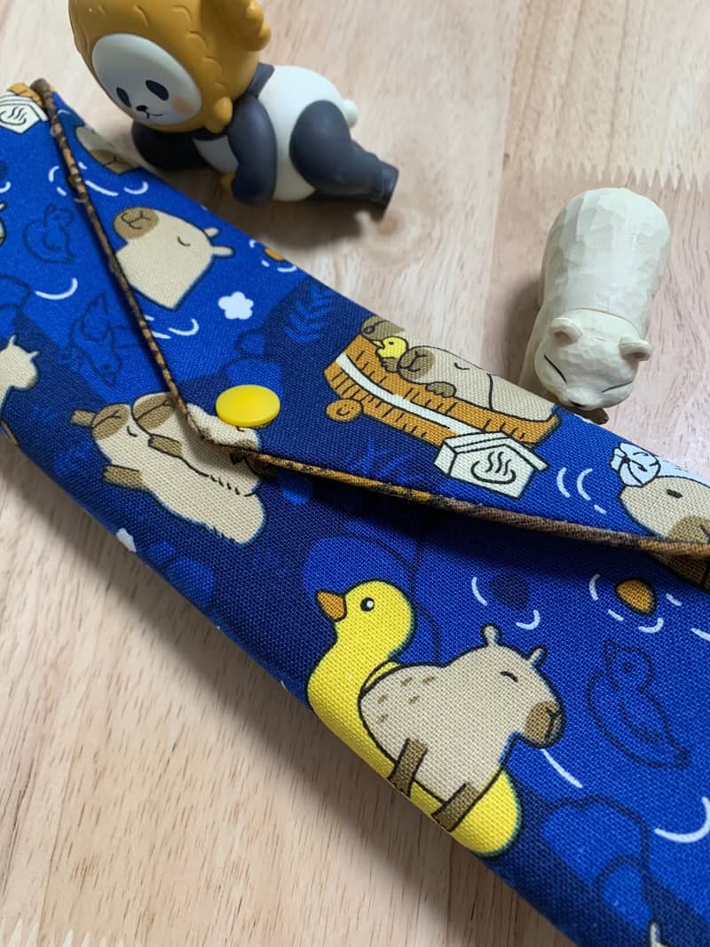 文青風環保純棉筷袋 萌翻水豚君 質感蔚藍  卡皮巴拉 日本 潮物