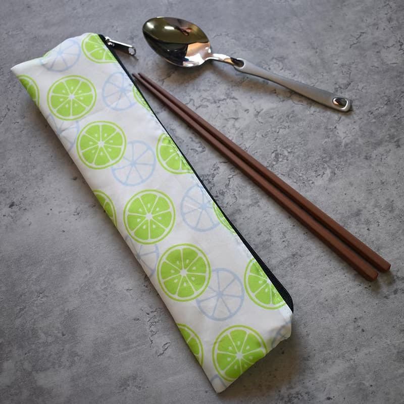 外出餐具組(筷袋+筷子+湯匙)_檸檬