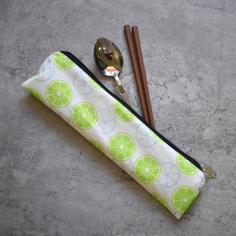 外出餐具組(筷袋+筷子+湯匙)_檸檬