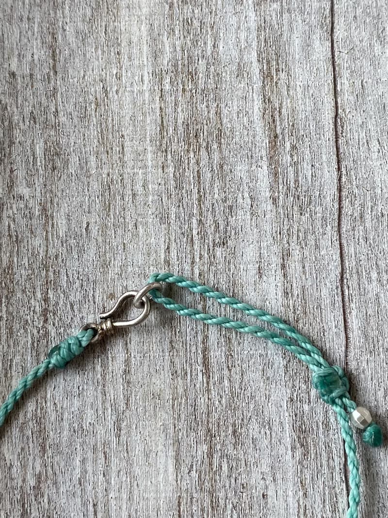 藍色大海 白水晶天河石藍磷灰純銀編織細手鍊