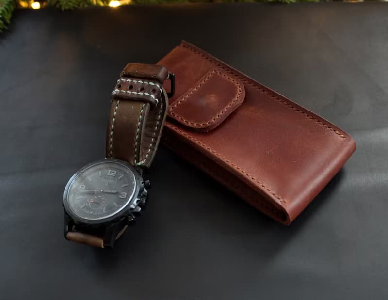 Travel Watch Pouch watch storage travel watch case Genuine leather