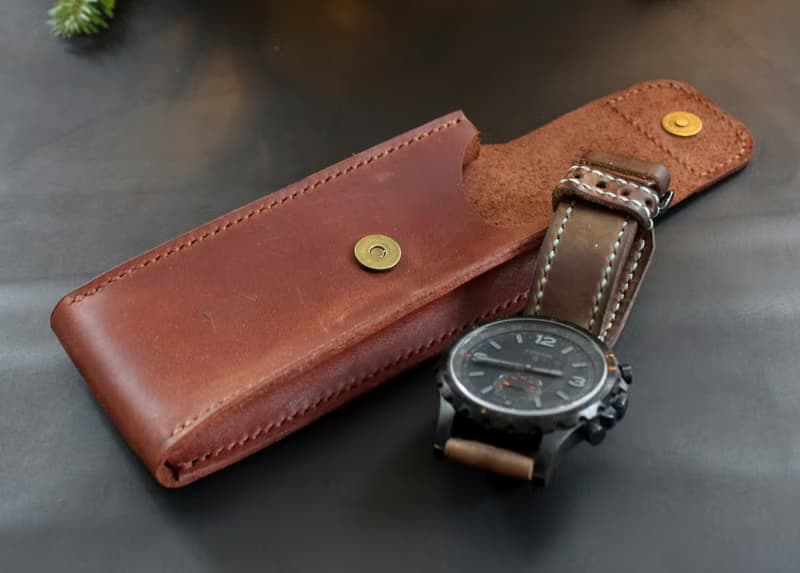 Travel Watch Pouch watch storage travel watch case Genuine leather