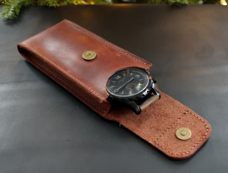 Travel Watch Pouch watch storage travel watch case Genuine leather