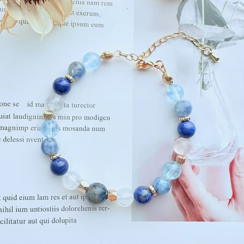 心靈之眼手鍊・彼得石、月光石、青金石、藍晶石、海藍寶