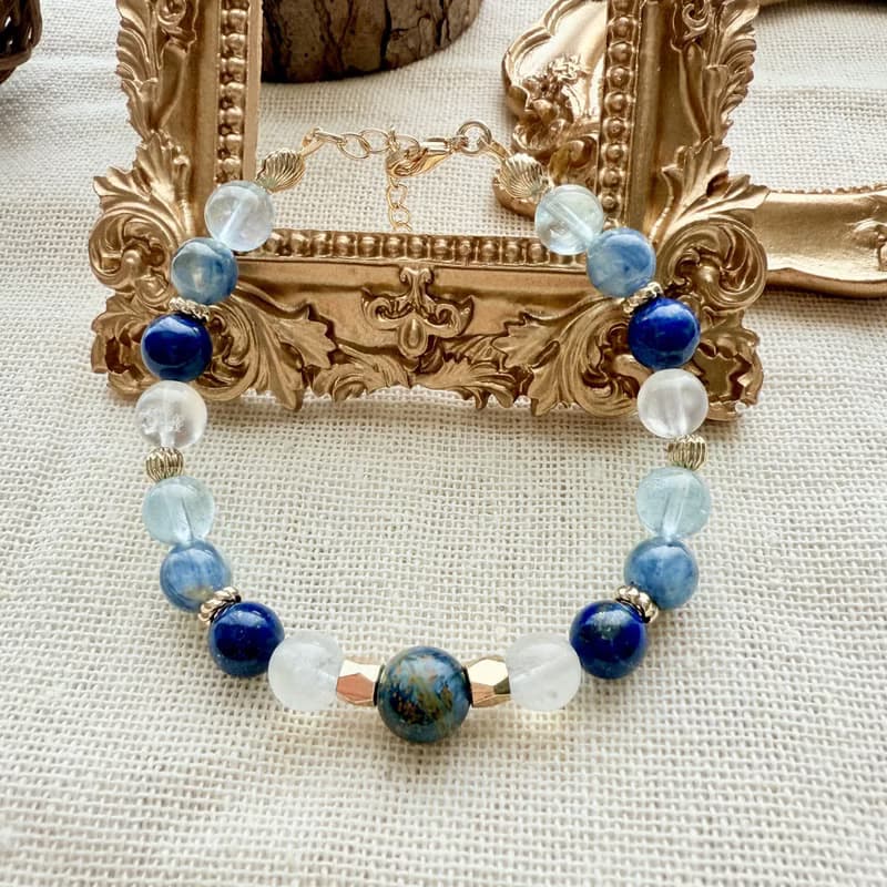 心靈之眼手鍊・彼得石、月光石、青金石、藍晶石、海藍寶