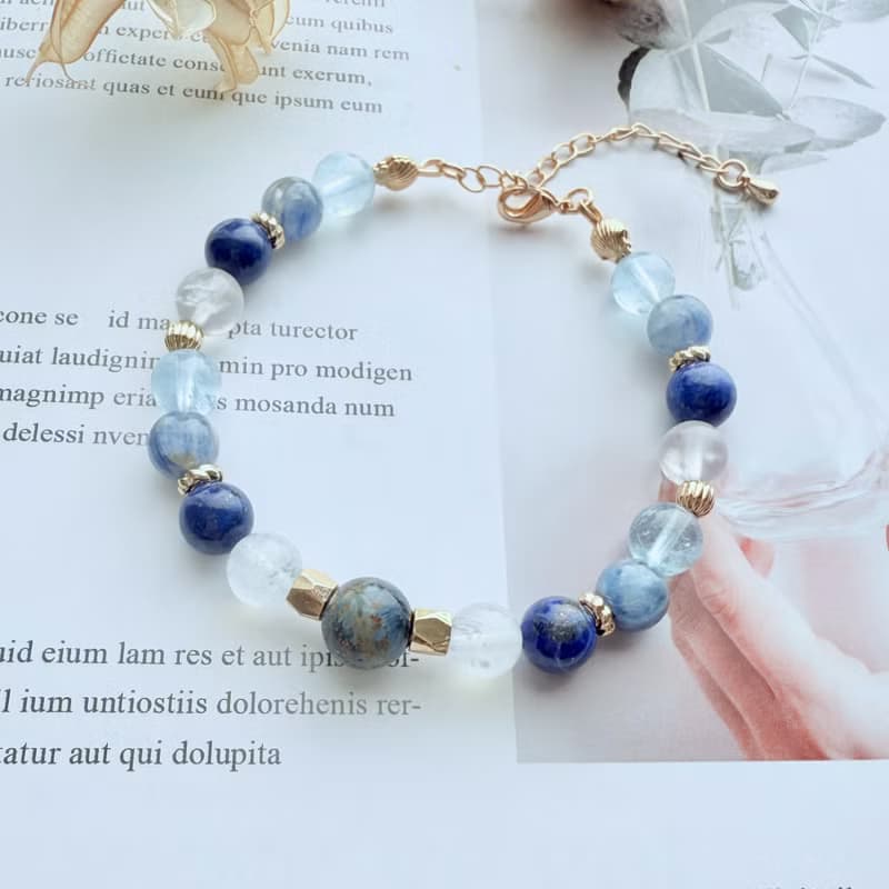 心靈之眼手鍊・彼得石、月光石、青金石、藍晶石、海藍寶