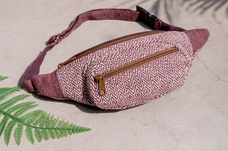 隨身腰包 棉麻腰包 手織布側背包 斜背包 胸前隨身包 單肩包-拿鐵