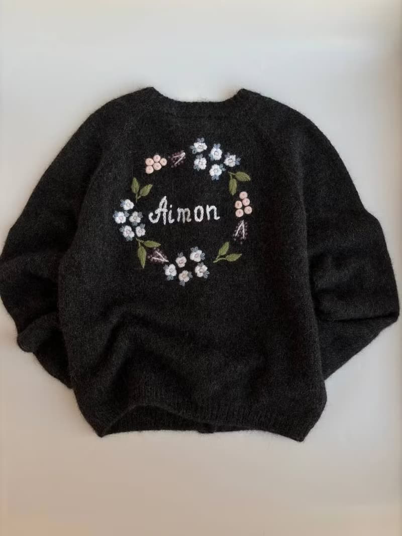 Flowers Adult Cardigan, hand knitted cardigan with embrodery