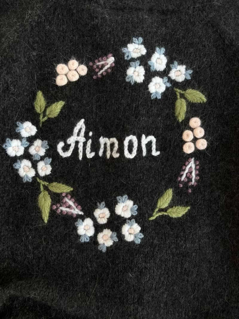 Flowers Adult Cardigan, hand knitted cardigan with embrodery