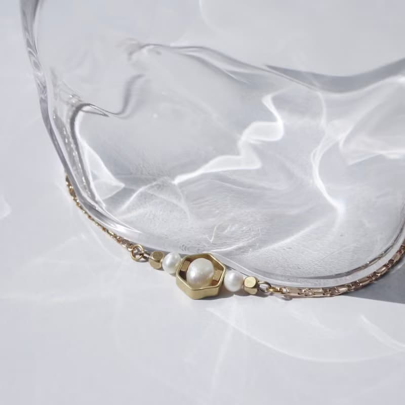 02:19 AM 潤潤 - 黃銅手鍊 / 珍珠手鍊