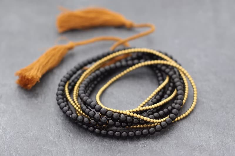 黑瑪瑙石流蘇長項鍊包裹手鍊