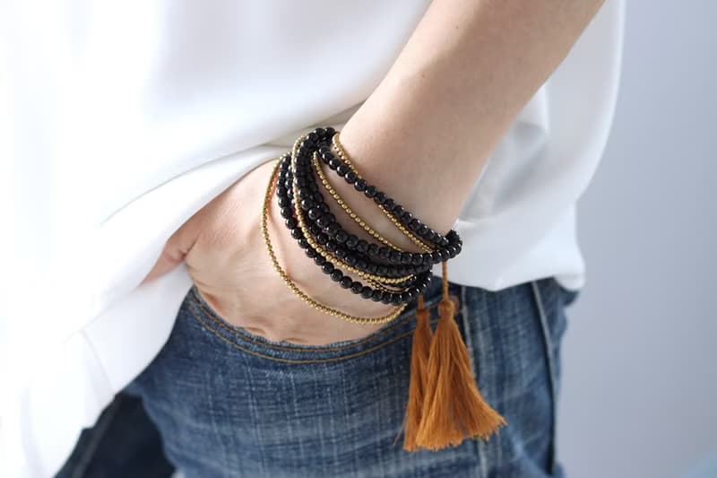 黑瑪瑙石流蘇長項鍊包裹手鍊