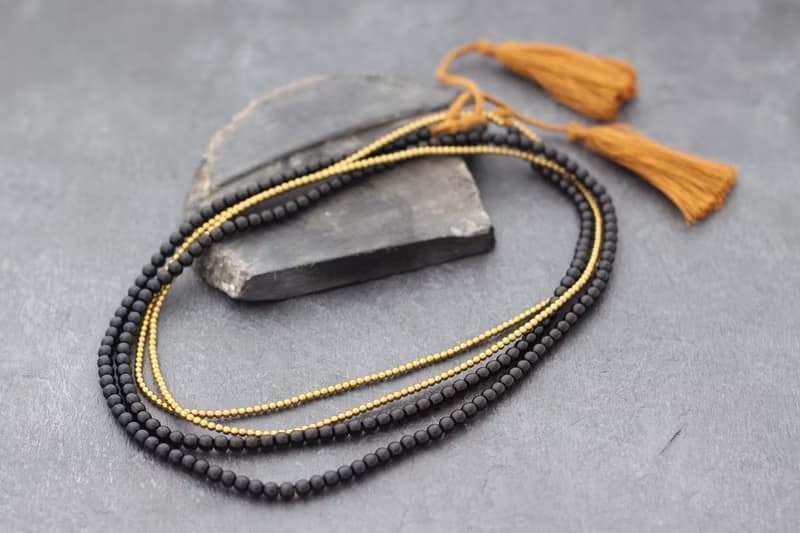 黑瑪瑙石流蘇長項鍊包裹手鍊