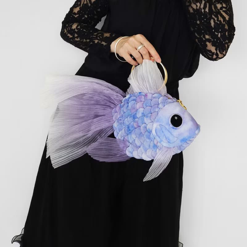 金魚包  設計師限量手作 3way單肩背包 側背包 手提包(小)冰川紫