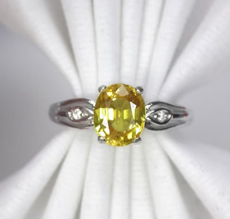 Real 2.08 ct.Genuine yellow sapphier ring silver sterling size 7.0 free resize