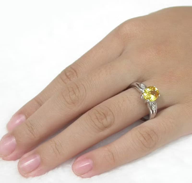 Real 2.08 ct.Genuine yellow sapphier ring silver sterling size 7.0 free resize