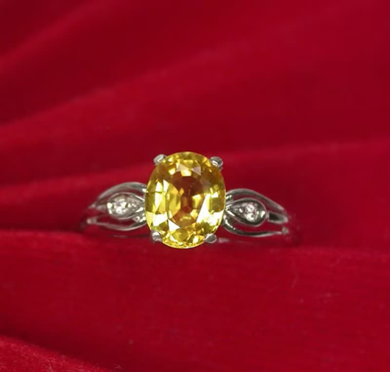 Real 2.08 ct.Genuine yellow sapphier ring silver sterling size 7.0 free resize