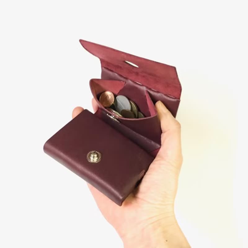 コンパクト三つ折り財布　パープル/イタリアンカーフ/組み立て