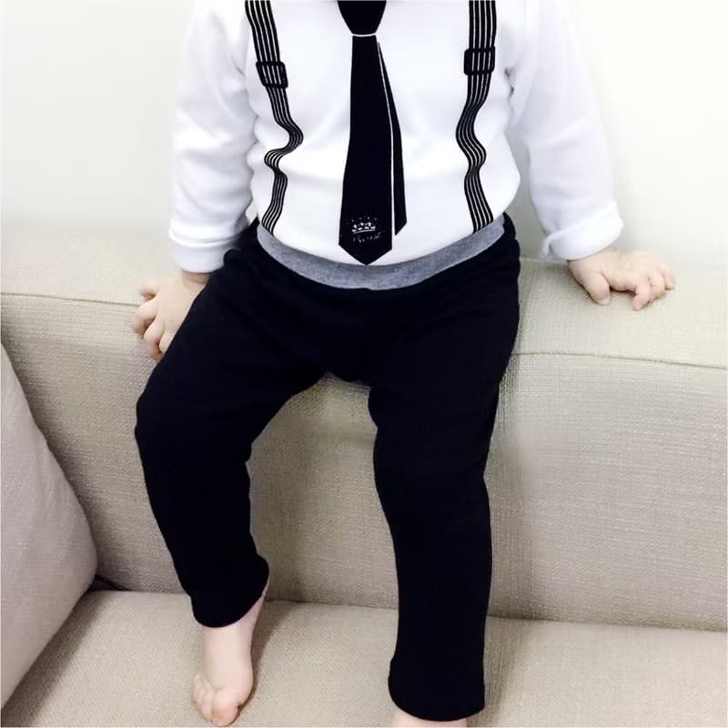 PUREST 寶寶 嬰兒 新生兒 小紳士 黑色 長褲 獨家腰帶感設計