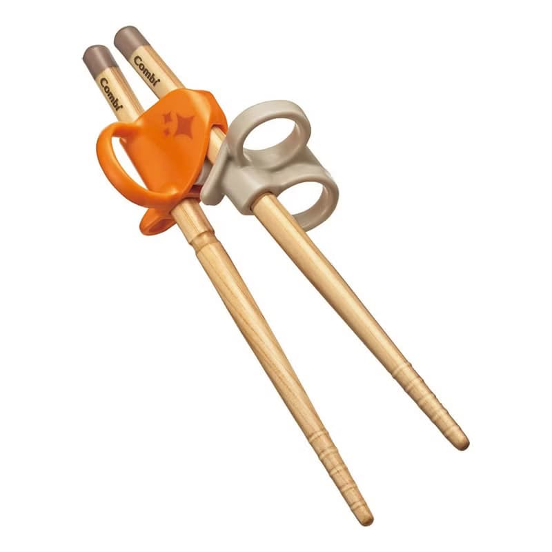 【combi】木製三階段彈力學習筷 (左手/右手, 附環保收納袋)