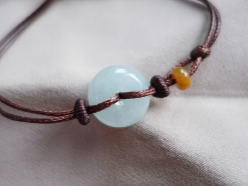 平安扣綠意翡翠結繩手鍊・緬甸玉・天然石・瑪瑙