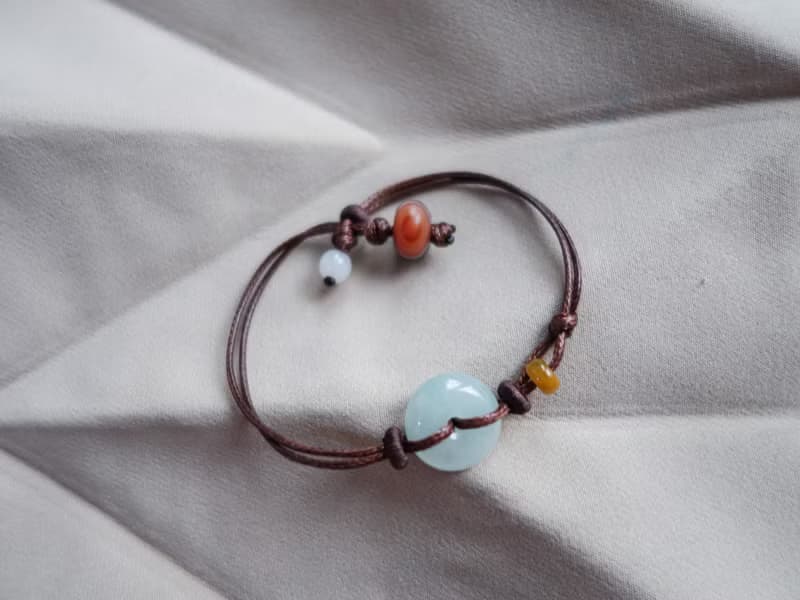 平安扣綠意翡翠結繩手鍊・緬甸玉・天然石・瑪瑙