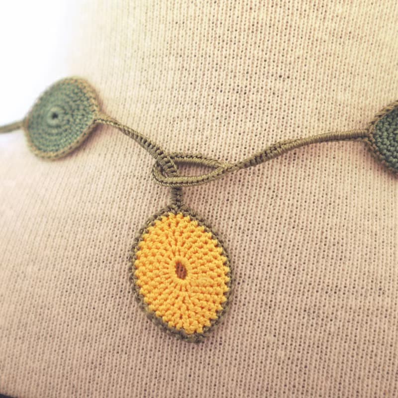 レース編みの180cmラリエット【ドロップ】チョコバナナ