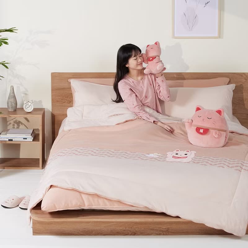 招財貓 四季被-瑰蜜粉