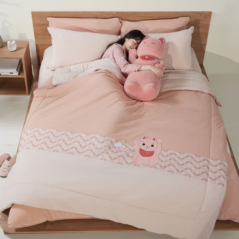 招財貓 四季被-瑰蜜粉