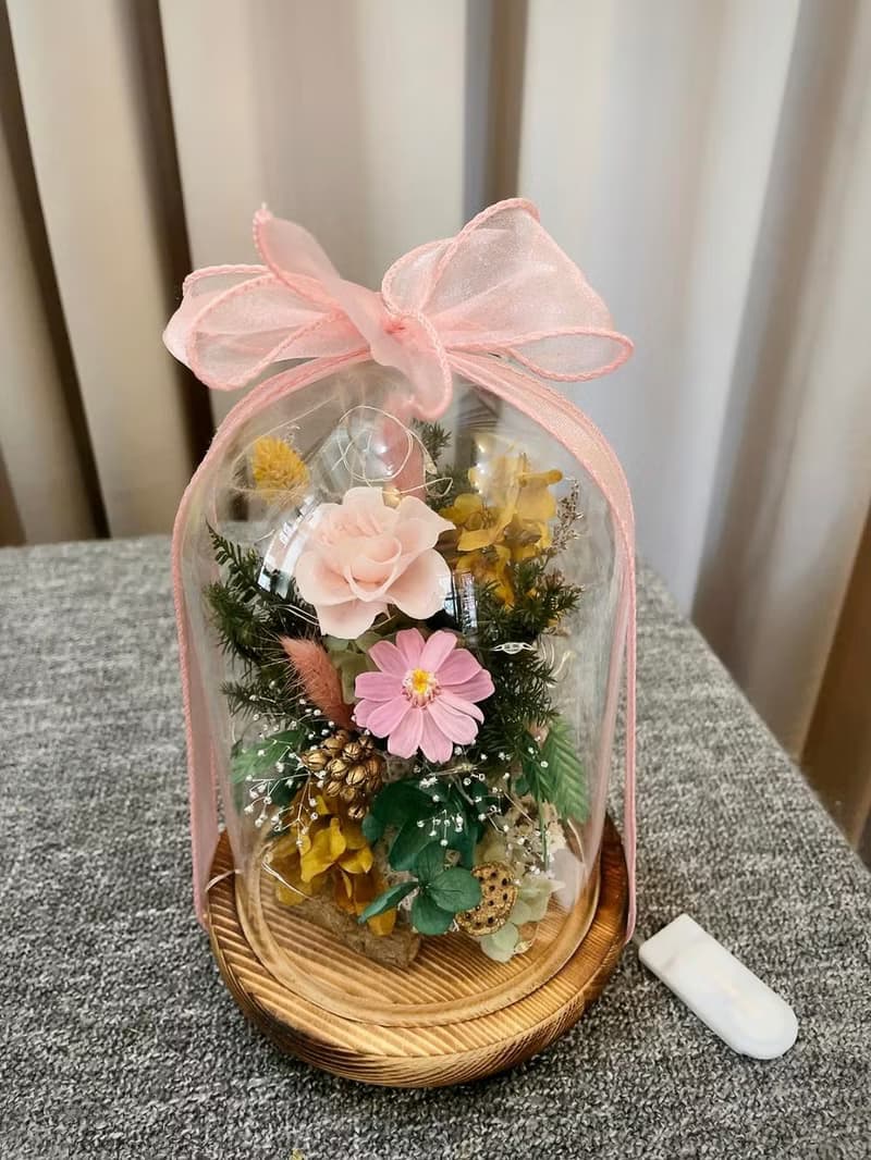玻璃花罩【小浪漫】玻璃盅 生日乾燥花 聖誕禮物 開幕 新居花禮
