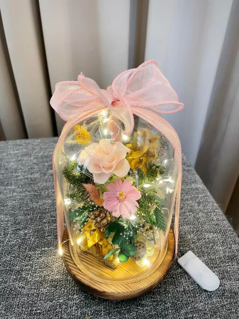 玻璃花罩【小浪漫】玻璃盅 生日乾燥花 聖誕禮物 開幕 新居花禮