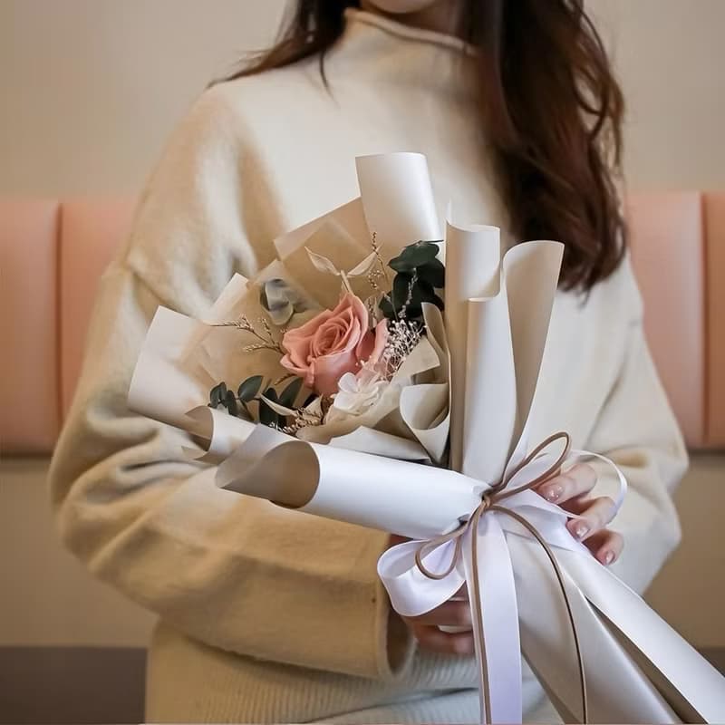 焦糖瑪奇朵永生玫瑰花束