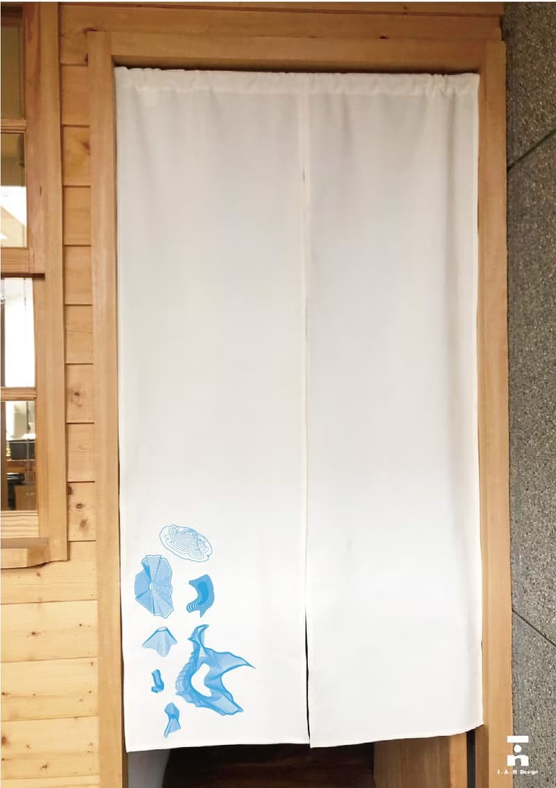 (多色款訂製專區) 流線山脈-有機棉絹印日式中門簾Organic Cotton