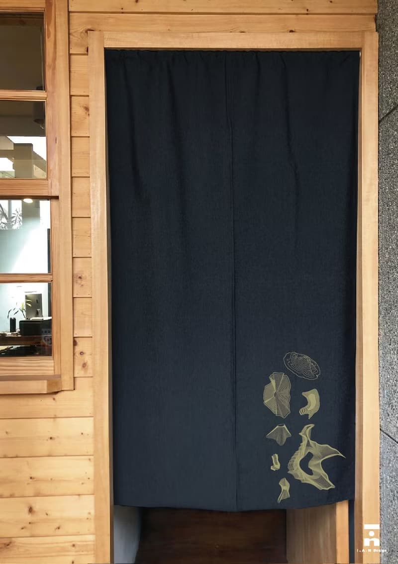 (多色款訂製專區) 流線山脈-有機棉絹印日式中門簾Organic Cotton