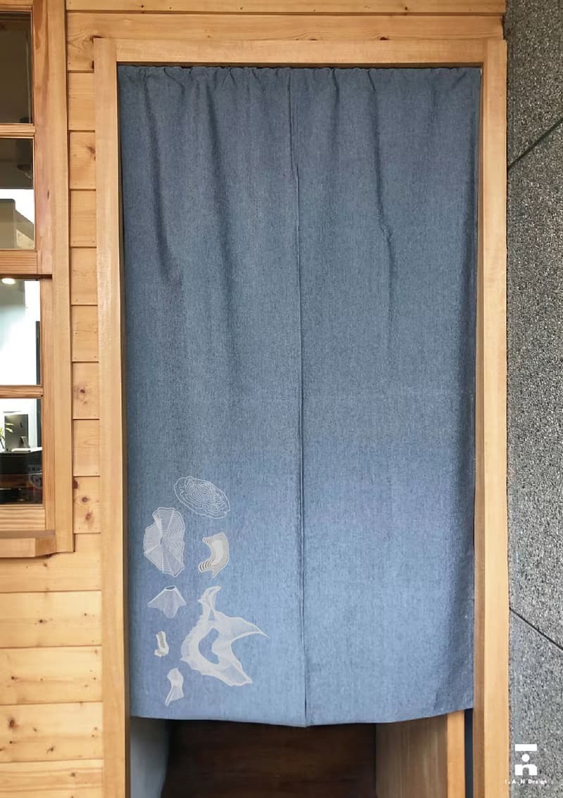 (多色款訂製專區) 流線山脈-有機棉絹印日式中門簾Organic Cotton