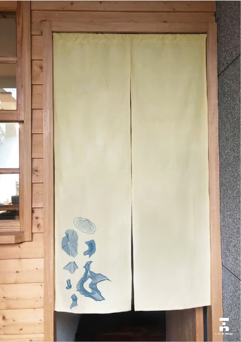 (多色款訂製專區) 流線山脈-有機棉絹印日式中門簾Organic Cotton