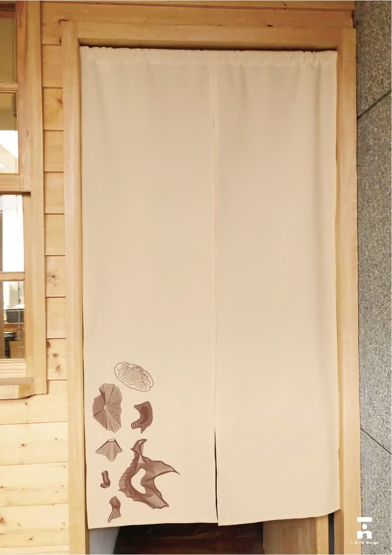 (多色款訂製專區) 流線山脈-有機棉絹印日式中門簾Organic Cotton