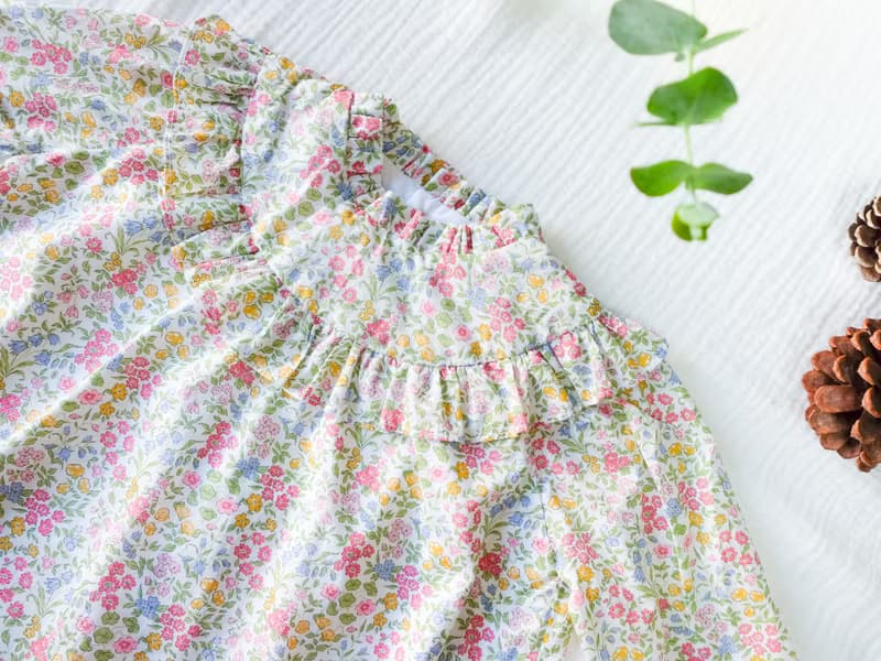 英國LIBERTY FABRICS有機棉女童Valentine法式古典小荷葉印花洋裝