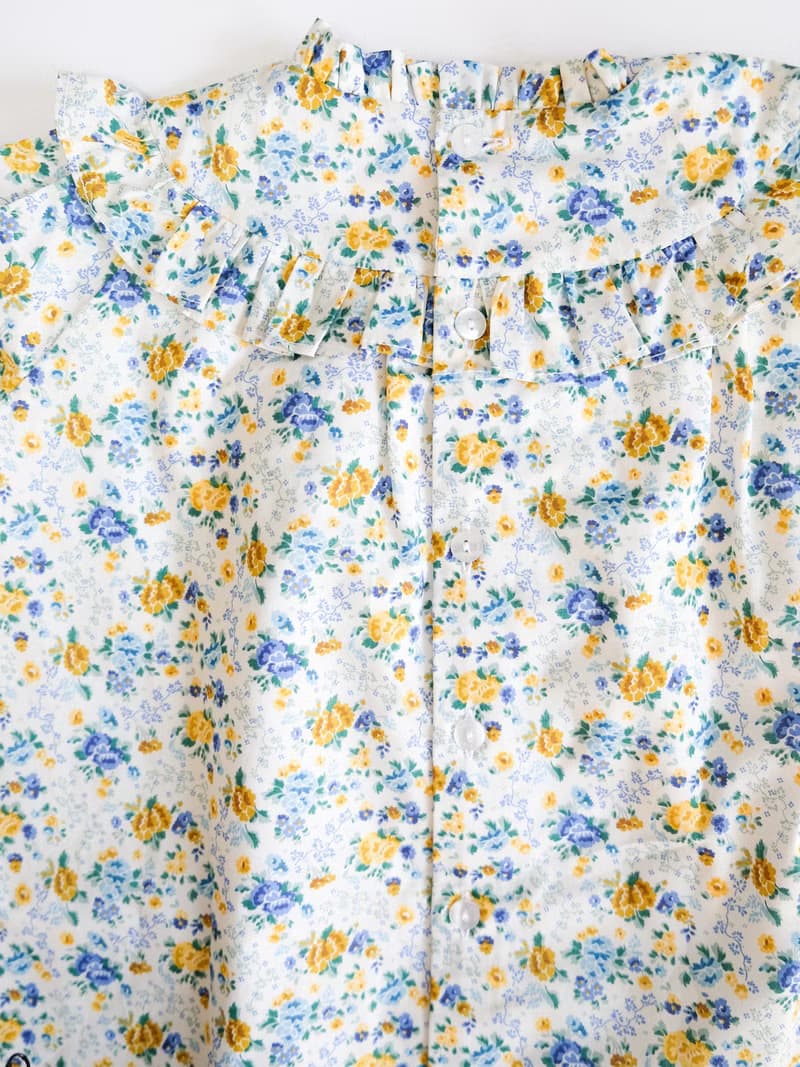 英國LIBERTY FABRICS有機棉女童Valentine法式古典小荷葉印花洋裝