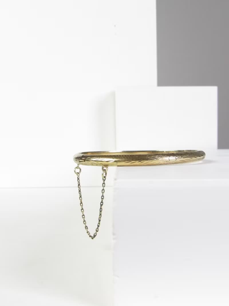 Vintage Gold Vermeil 925 Sterling Silver Bangle Bracelet